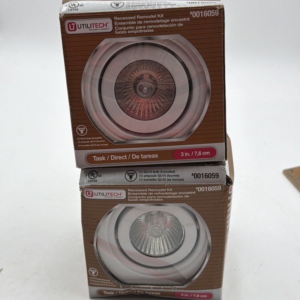 Lot 2 Ulitech White 3 inch GU10 50 Watt Gimbal Kit Lighting Kit 16059 Open/NEW